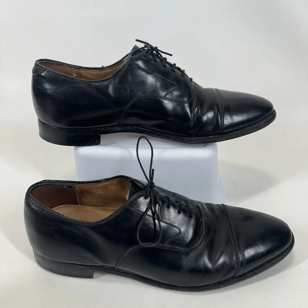 Johnston & Murphy Optima Oxford Cap Toe‎ Black Leather Dress Shoes 11.5 C/A